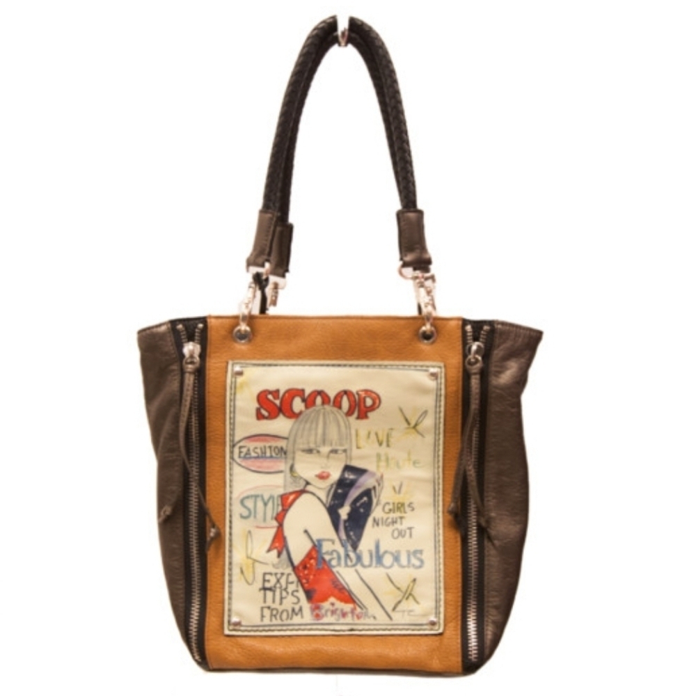 BRIGHTON Fashinista Scoop Fashion VIP Magazine Themed Tote Bag
